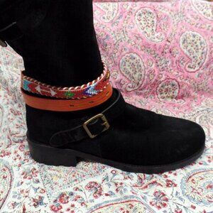 Vintage Seed Bead Hat Band * Boot Wrap Or *Kids Belt Beaded Leather USA